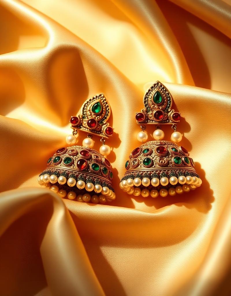 Customer wearing hand-crafted statement earrings