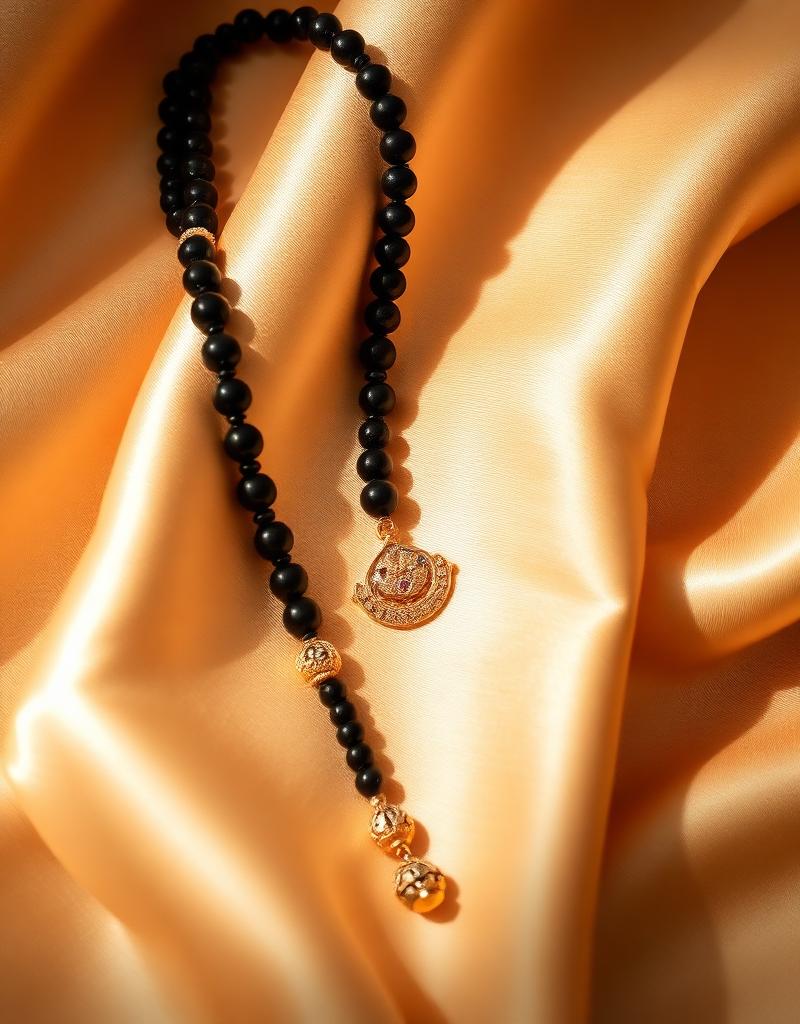 Bride wearing a traditional gold-plated mangalsutra